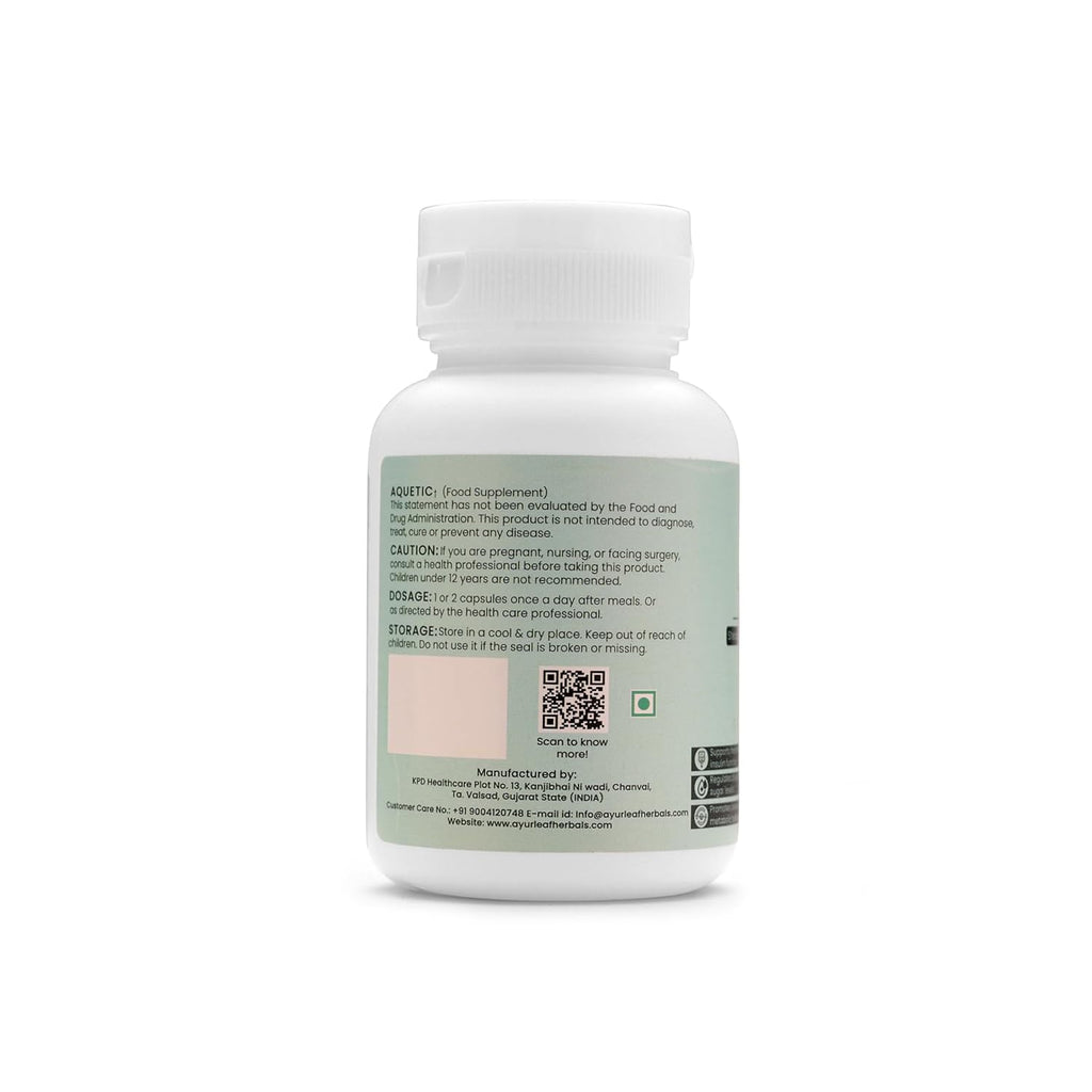 Ayurleaf Herbals - Aquetic Extract Blended Capsules 430 Mg | 60 Veggie Capsules for Men and Women