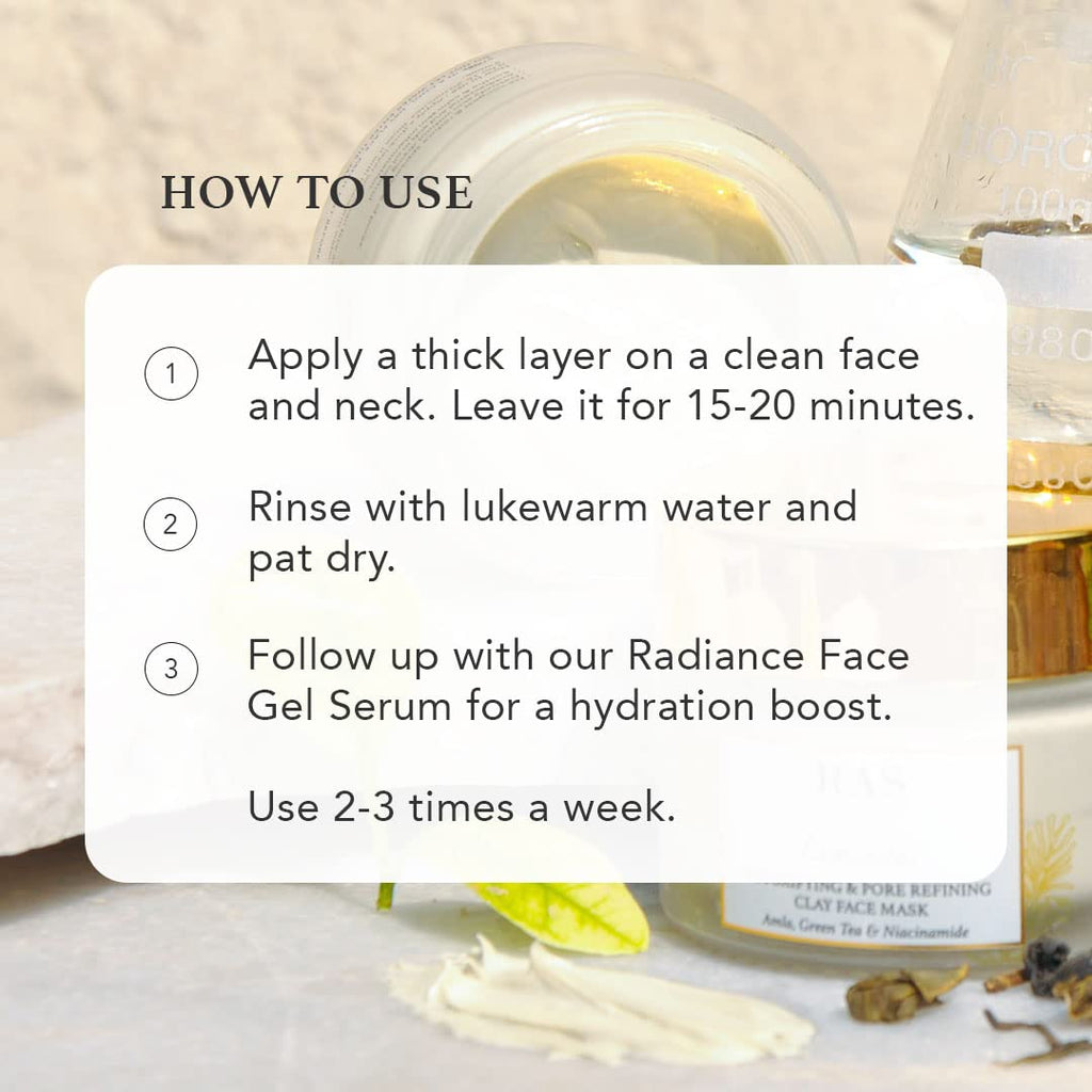 RAS Luxury Oils Luminous Detoxifying & Pore Refining Clay Face Mask For Glowing Skin, Tan Removal, Oil & Acne Control, Kaolin Clay, Green Tea, Neem & Amla Extract 50g