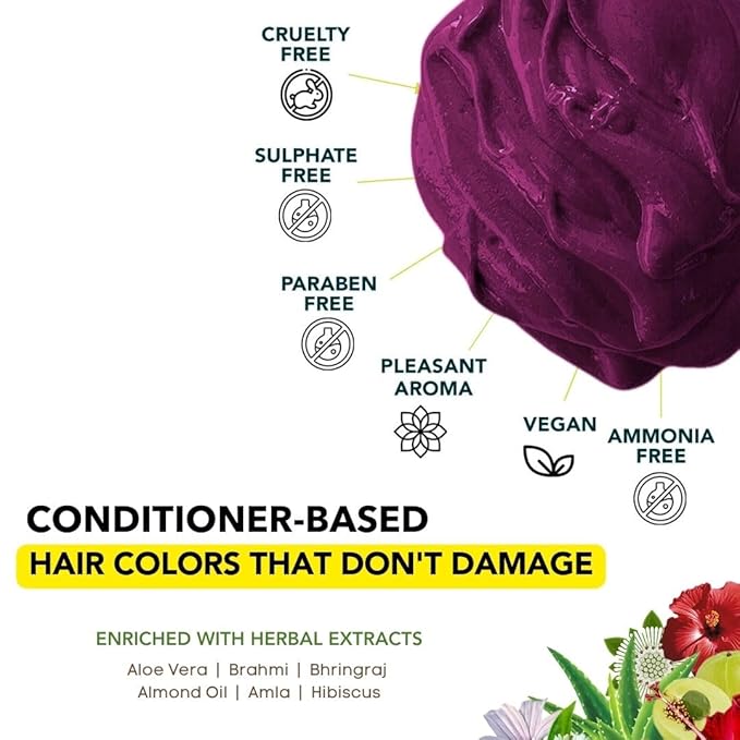 Paradyes Top-up Semi-permanent Bekaraar Burgundy Diy Conditioner Based Hair Colour - 120 Gms