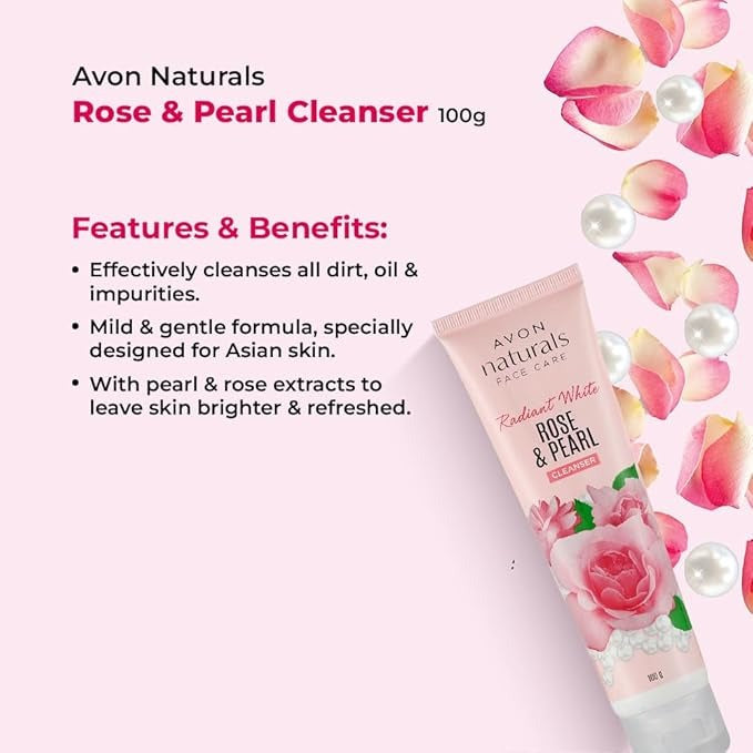 Avon Naturals Rose & Pearl Cleanser - 100 gms