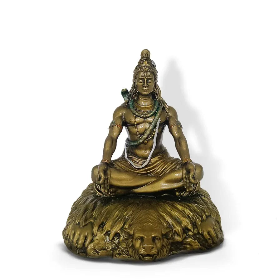 CraftVatika Handmade Shiva Murti Statue Idols Sculpture for Car Dashboard Resin