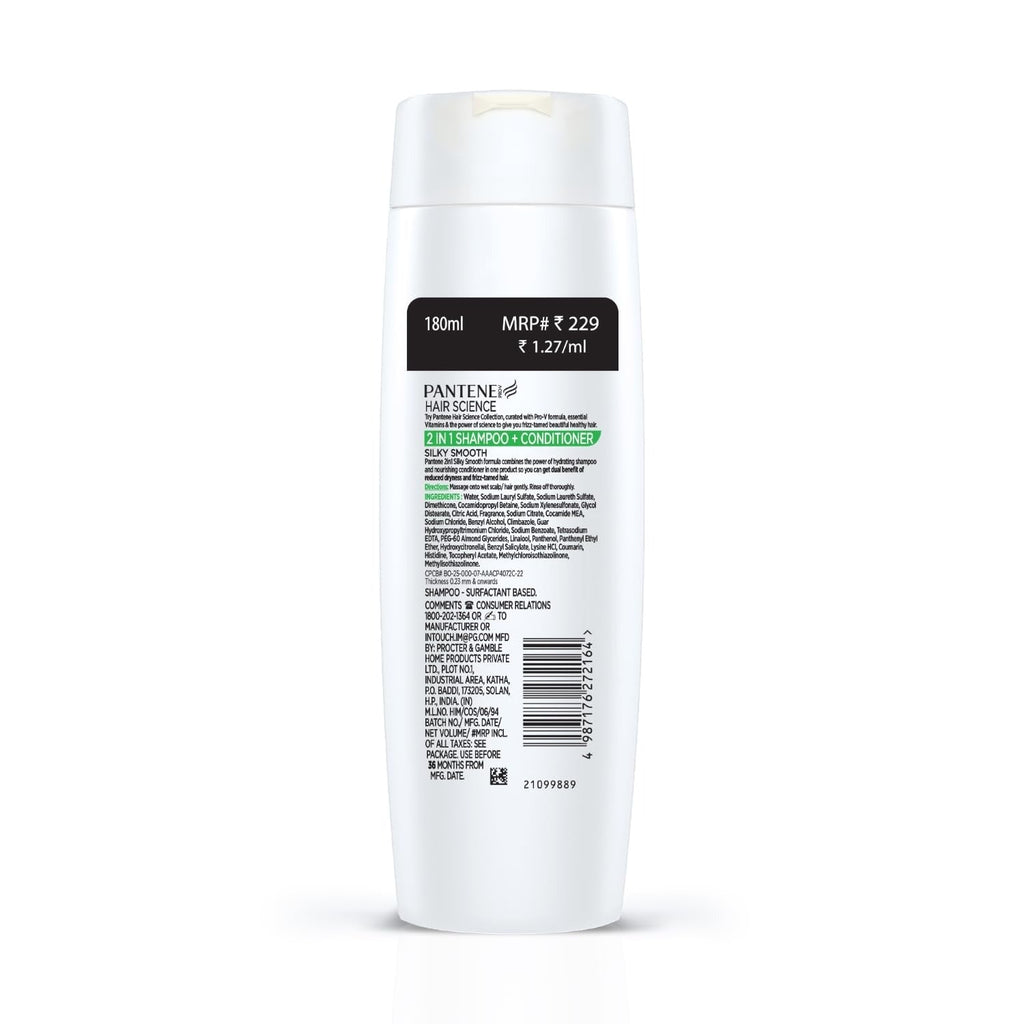 Pantene Advanced Hairfall Solution 2in1 Anti-Hairfall Silky Smooth Shampoo & Conditioner for Women - 180 ml