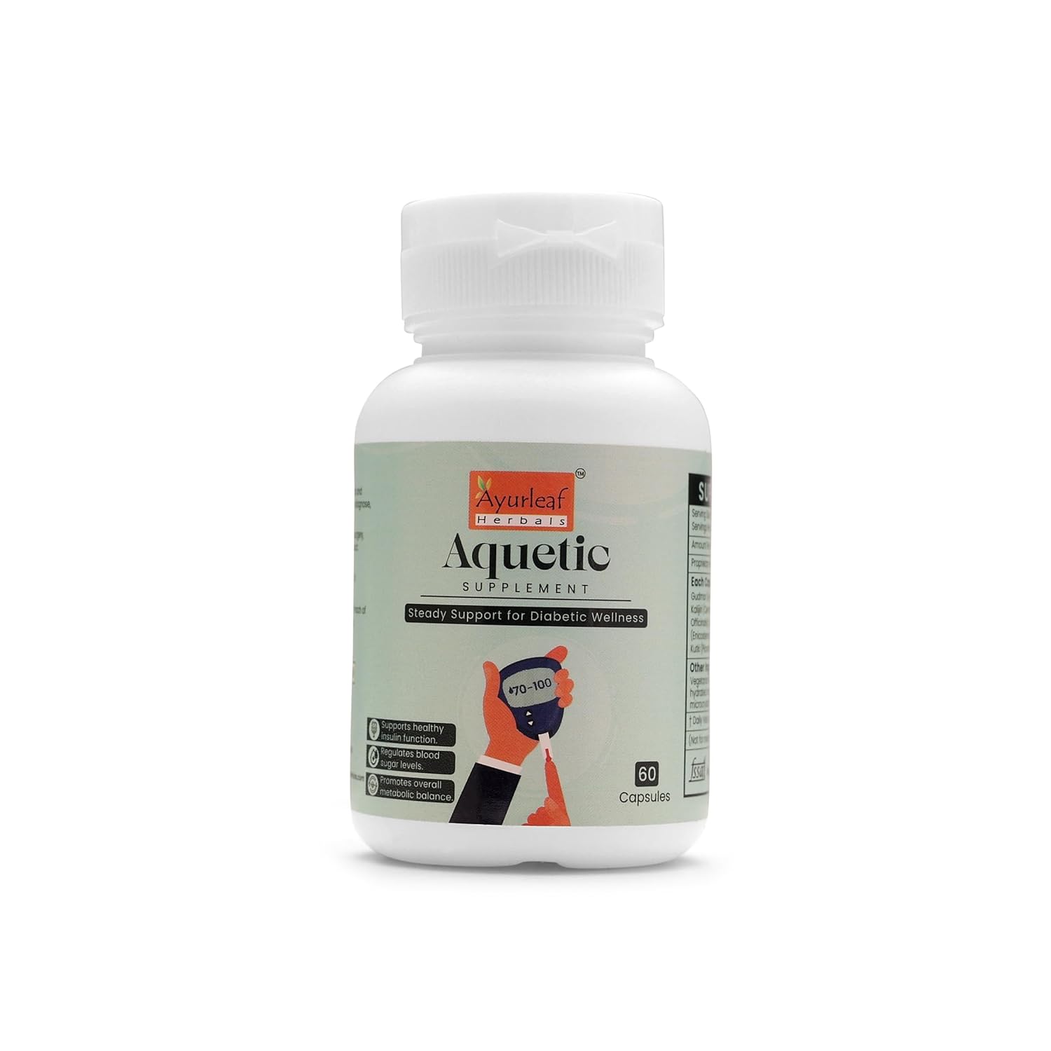 Ayurleaf Herbals - Aquetic Extract Blended Capsules 430 Mg | 60 Veggie Capsules for Men and Women