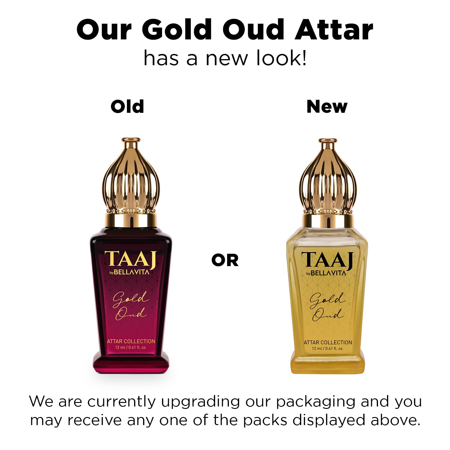 BELLAVITA TAAJ Gold Oud Unisex Long Lasting Attar for Man and Woman 12ml | Caramel, Rose, Jasmine and Orris | Non-Alcoholic Roll On | Ideal Gift for Men and Women