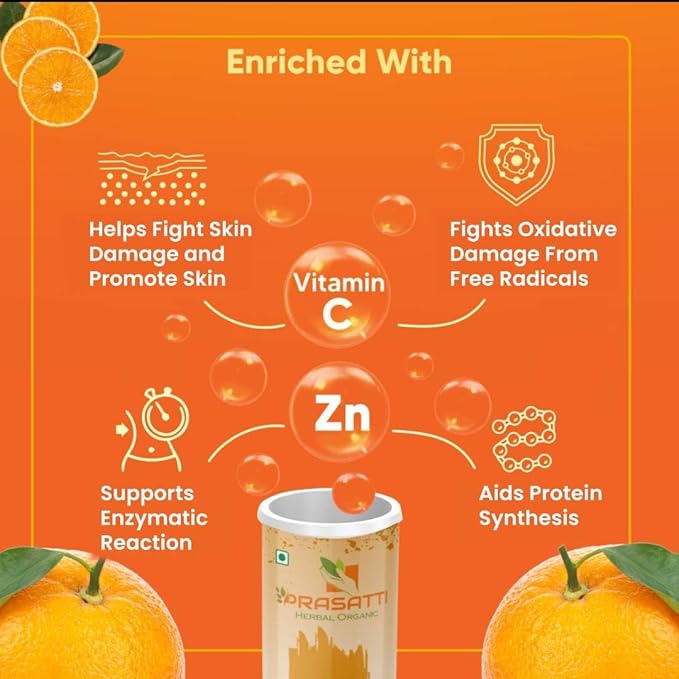 Prasatti Herbal Organic Vitamin C 20 Effervescent Tablets Orange Flavor - 20 tabs