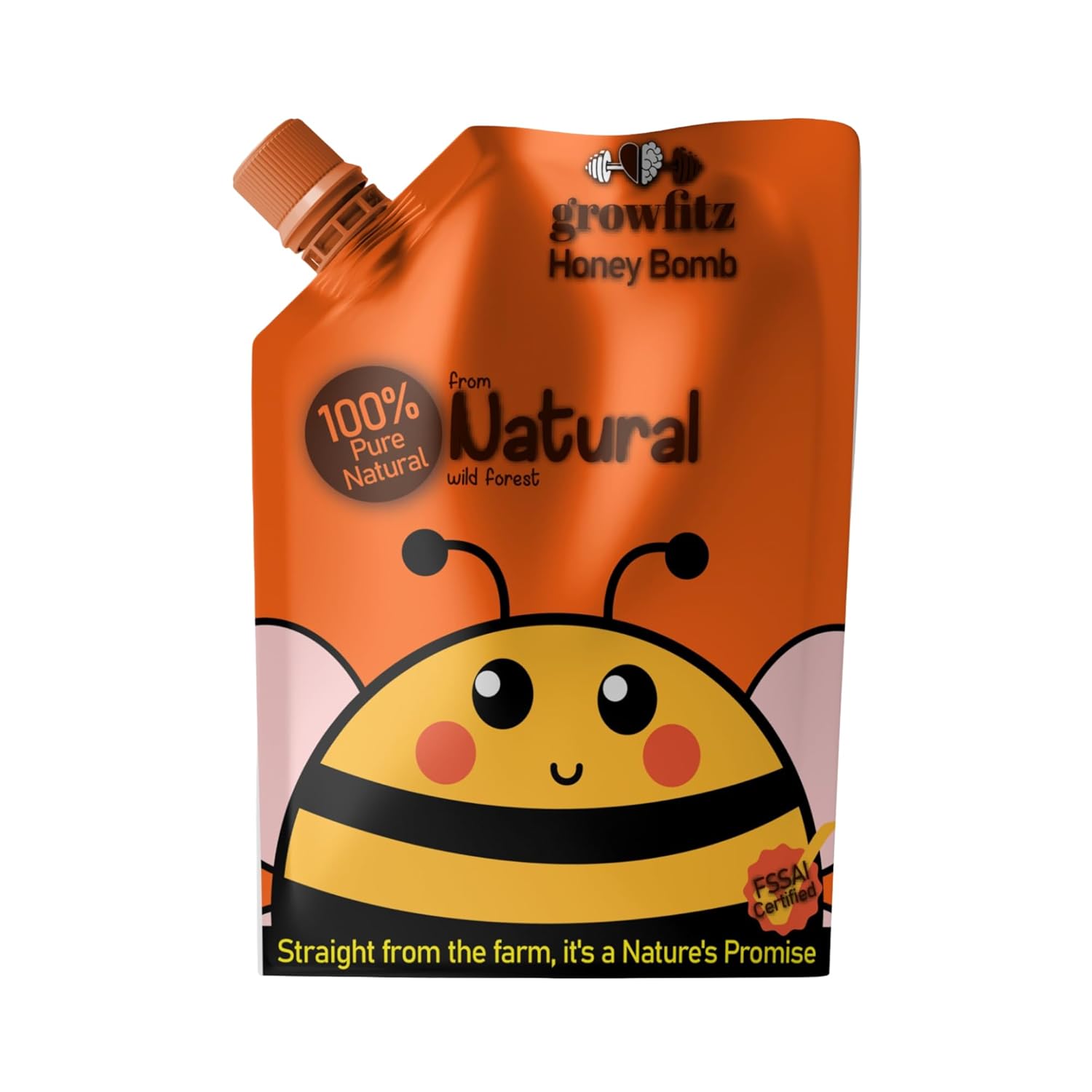 Growfitz Sea Buckthorn Pulp Concentrate 1L + Wild Forest Honey (Pouch) — Rich Natural Vitamin C, Antioxidants & Omega-7 | Cold-Pressed | Supports Immunity, Skin Glow & Gut Health | No Added Sugar