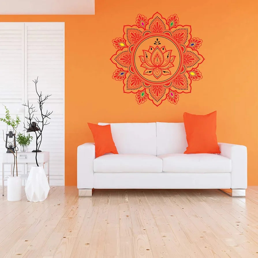 Rangoli White Glossy Vinyl Wall Sticker Premium Self-Adhesive Waterproof Parent-4 Design-5
