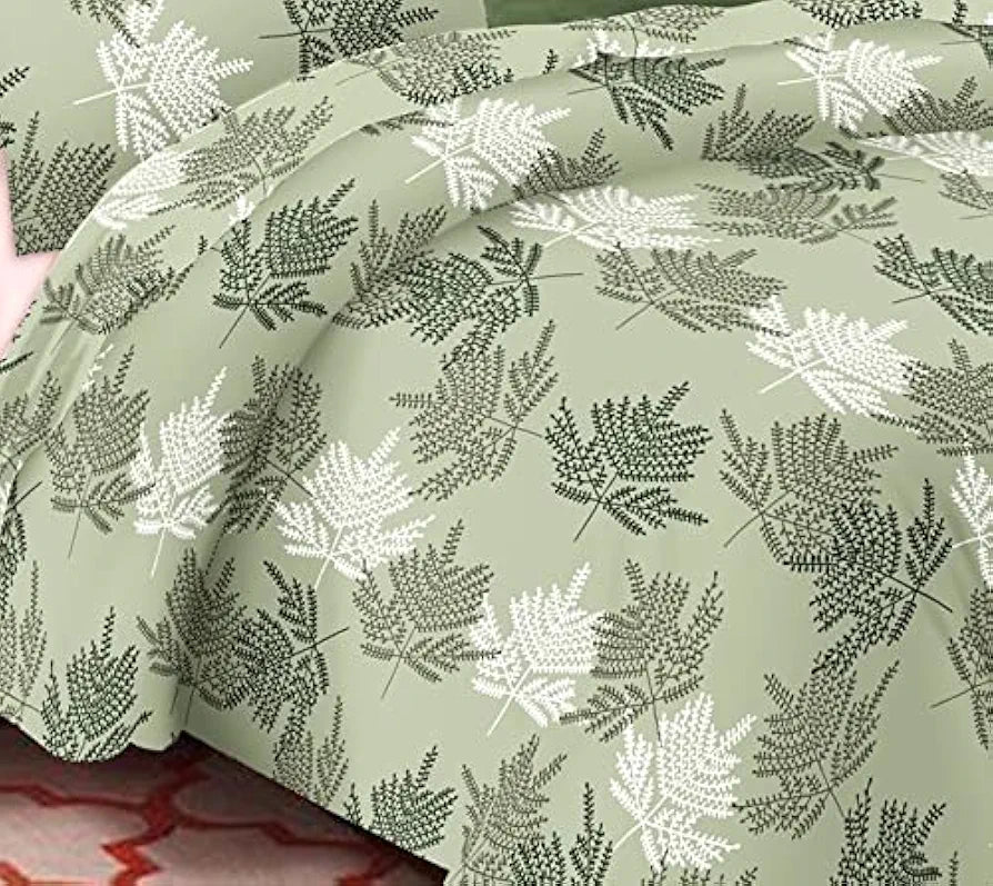 Trance Home Linen Zippered 100% Cotton 144 TC Duvet Cover Quilt Cover Blanket Cover Razai Comforter Queen Size Colour Fern Paradise Green
