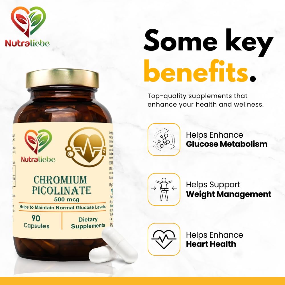 Nutraliebe Chromium Picolinate 400mcg- Optimal Blood Sugar Support, 90 Capsules