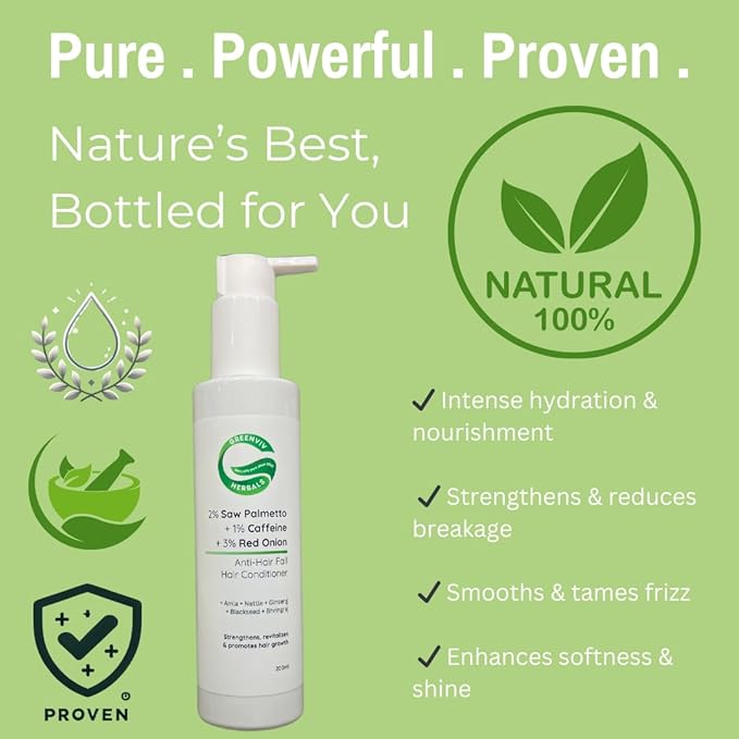 Greenviv 2% Saw Palmetto + 1% Caffeine + 3% Red Onion Anti-Hair Fall Conditioner - 200 ml