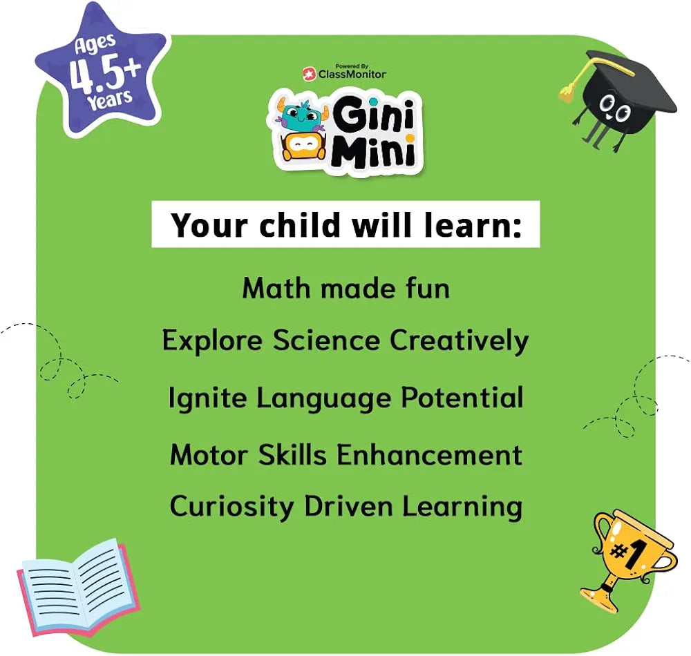 GiniMini 300+ UKG Worksheets for 4 5 6 7 Years Learning & Writing Activities, Return & Birthday Gifts for Boys Girls