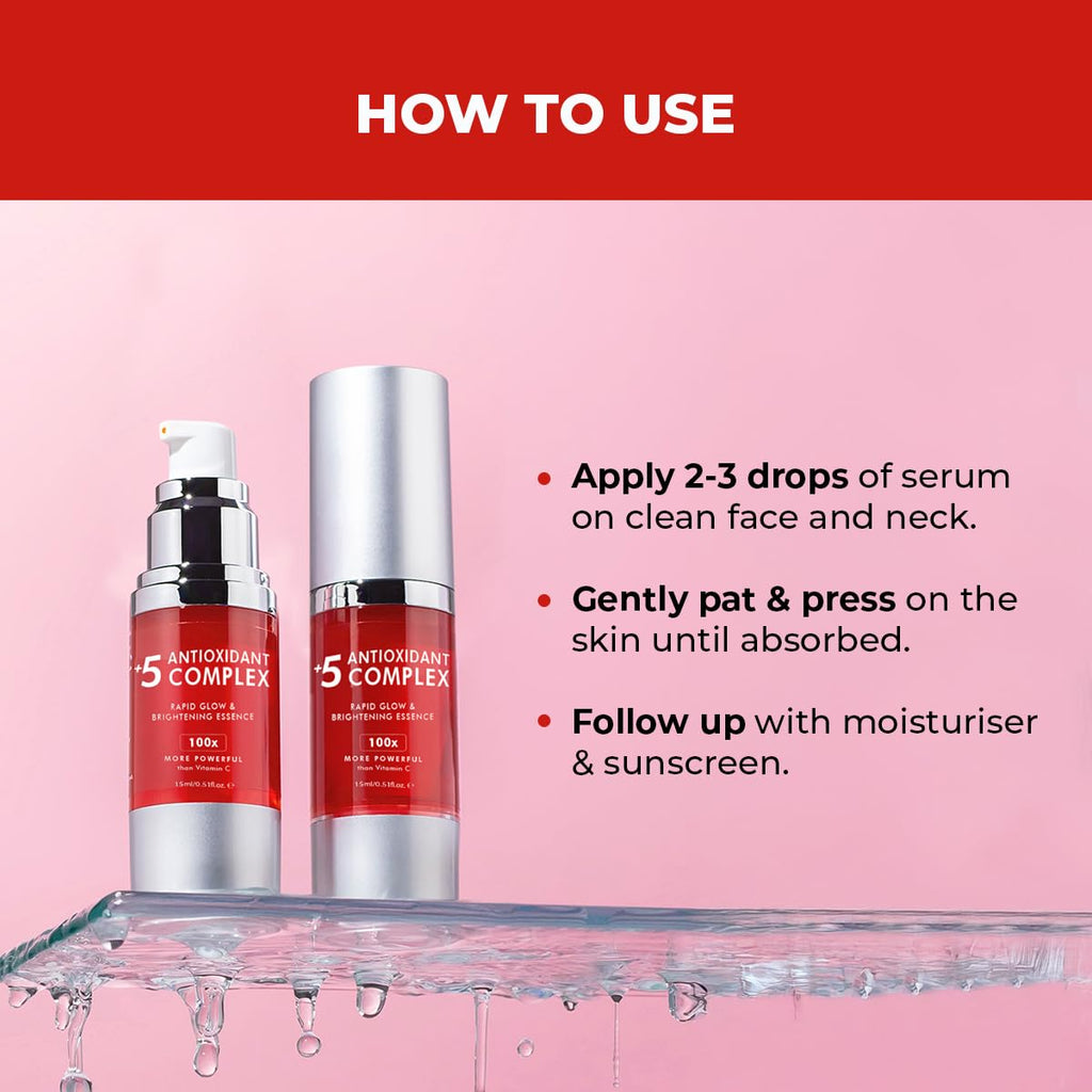 Conscious Chemist® Rapid Glow & Brightening Essence | Face Serum with 5 Antioxidant Complex (100X Stronger Than Vitamin C), Vitamin E & Retinol | For Radiant, Even-Toned Skin, For Men & Women, All Skin Types – 15ml