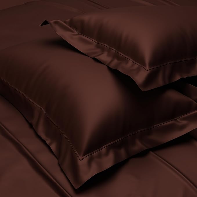 Stoa Paris Pillow Covers, Set of 2 Pieces Satin Pillow Covers Colour Chocolate