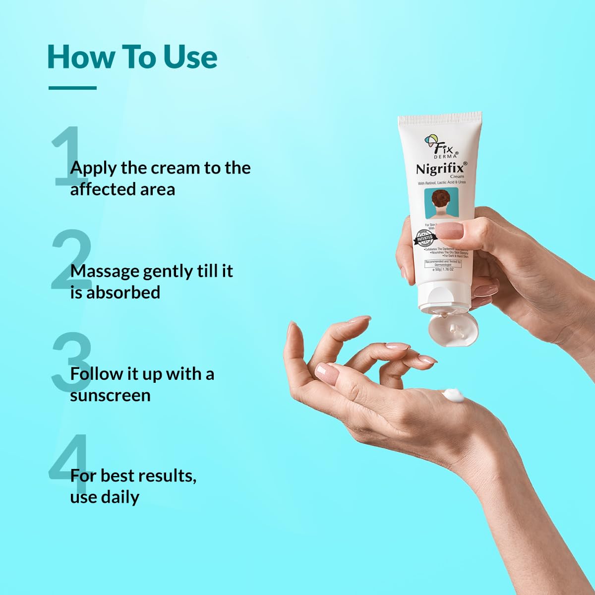 Fixderma Nigrifix Cream for Acanthosis Nigricans with Lactic Acid For Body Parts like Neck, Ankles, Knuckles, Armpits, Thighs & Elbows | Exfoliant 100 gm
