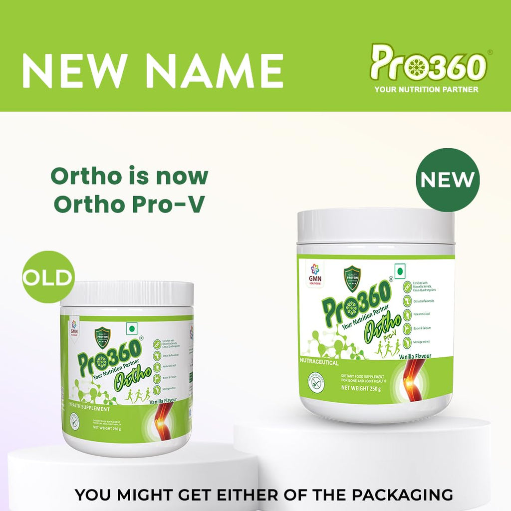 Pro360 Ortho Pro-V 250g Protein Powder for Bone and Joint Health | Supplement for Orthopedic Care with Natural Herbal Extracts | No added Sugar â€“ Vanilla (Pack of 1)