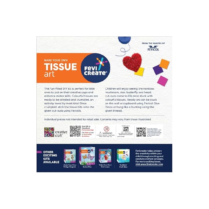 Fevicreate Tissue Art Kit 5 Exciting Templates Easy to Do for Kids 5+ Yrs Art & Craft