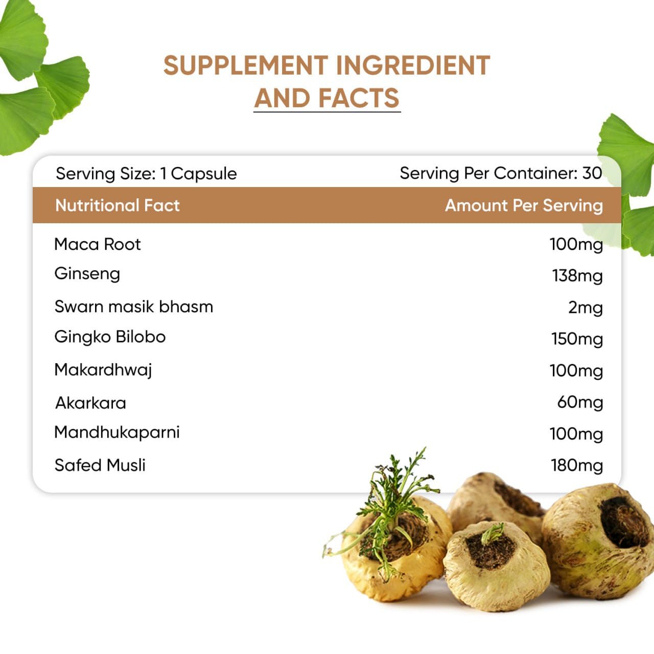 Herbal Max Strong Maxx Maca Root Capsules â€“ 800 mg | 30 Vegetarian Capsules | Natural Energy & Vitality Booster | Ayurvedic Supplement for Men & Women