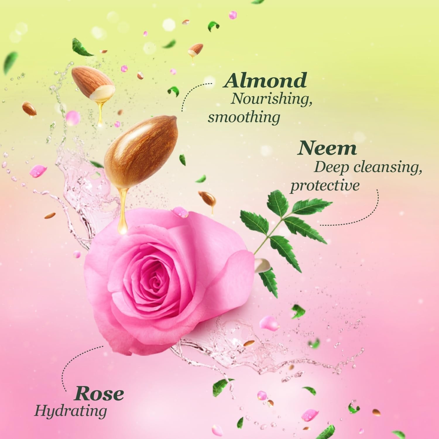 Margo Neem Naturals Soap Enriched With Almond Oil & Rose - 100 gms (Pack of 5)