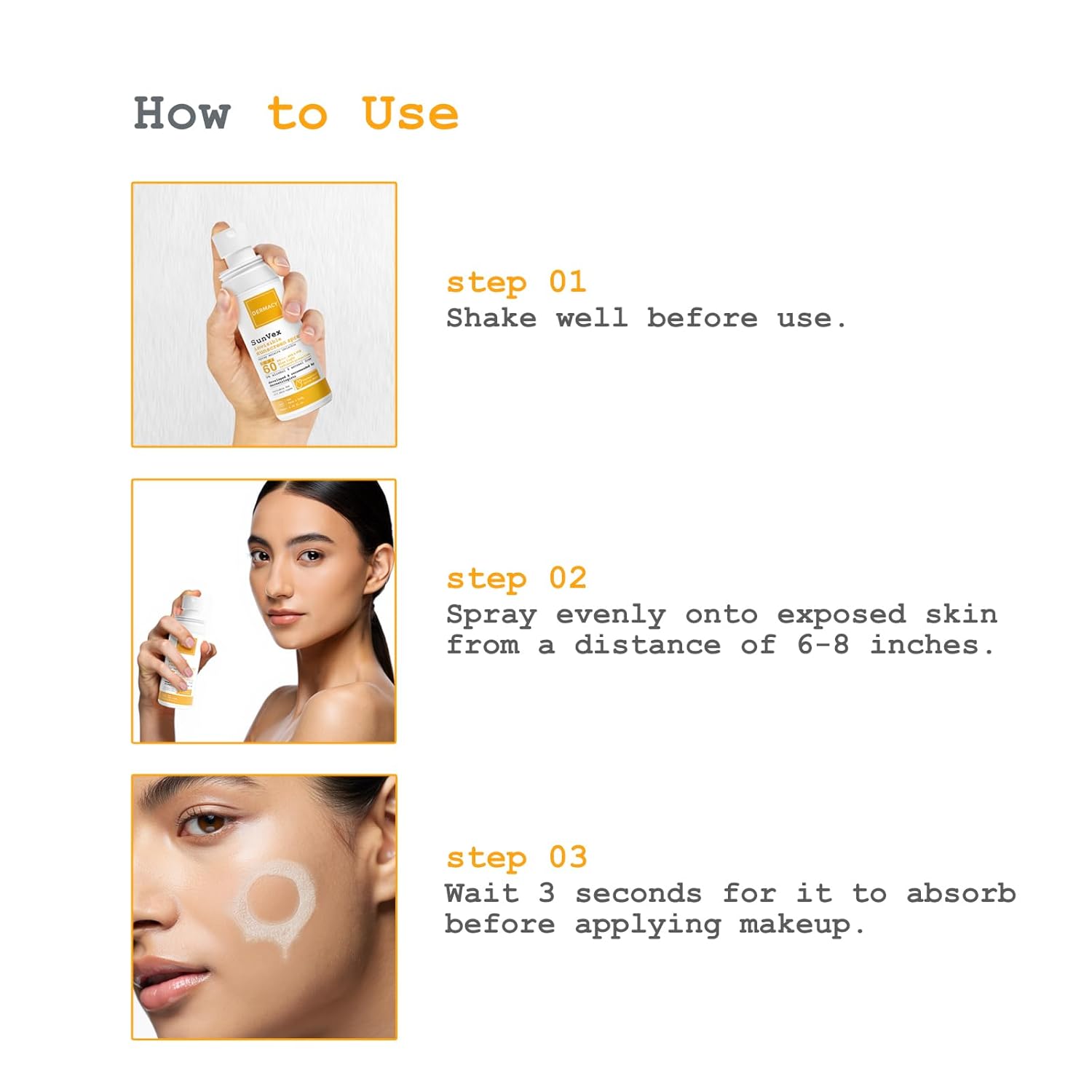 Dermacy Sunvex Invisible Sunscreen Spray | SPF 60 PA+++ | UVA & UVB Protection | Suitable For All Skin Types | For Women and Men| 60ml