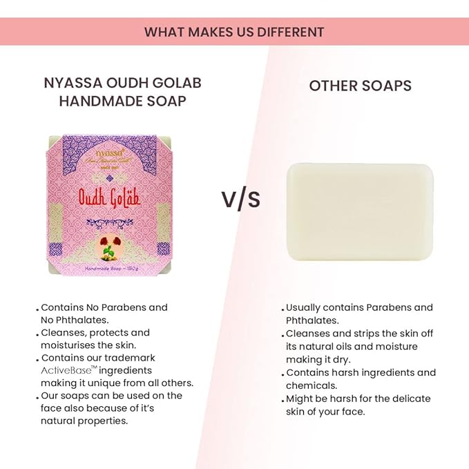 Nyassa Premium Oudh Golab Handmade Natural Bathing Soap - 150 Gms