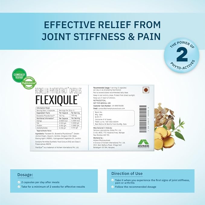 Alchem Life Flexiqule Natural Care for Joint Stiffness and Pain | 10 Caps