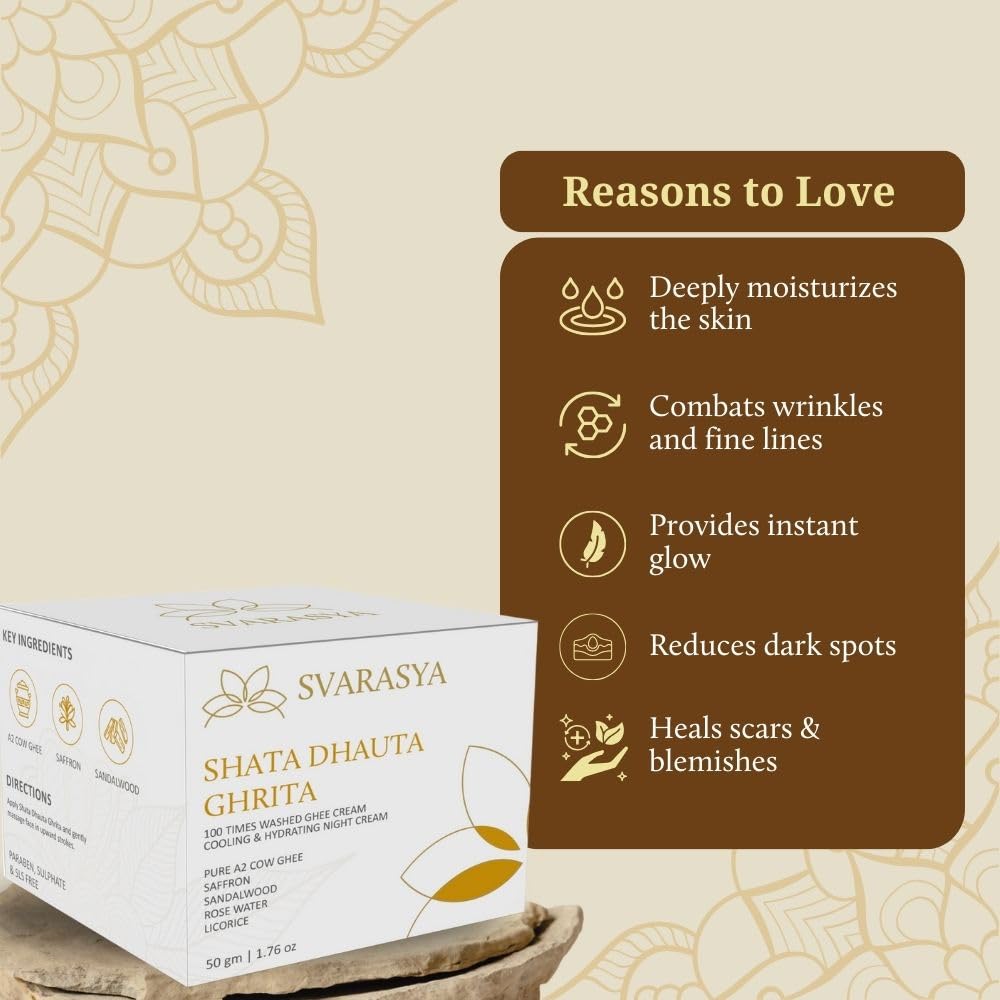 Svarasya Shata Dhauta Ghrita - Natural Desi Ghee Skin Moisturizer and Night cream