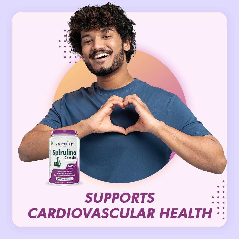 HealthyHey Nutrition Spirulina 120 Veg capsules.