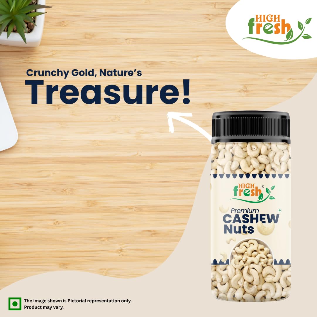 HighFresh Premium Cashew Nuts 250gm | Dry Fruits and Nuts Plain Cashews | 100% Unpolished | Crunchy & Fresh | Rich In Protein, Magnesium & Phosphorus Perfect for Gifting
