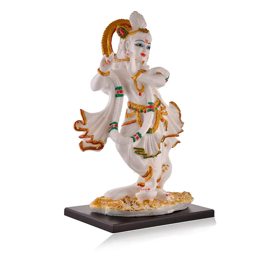 CraftVatika Krishna Playing Flute Standing Idol Statue Marble Dust Krishana Dancing Krishna Ji