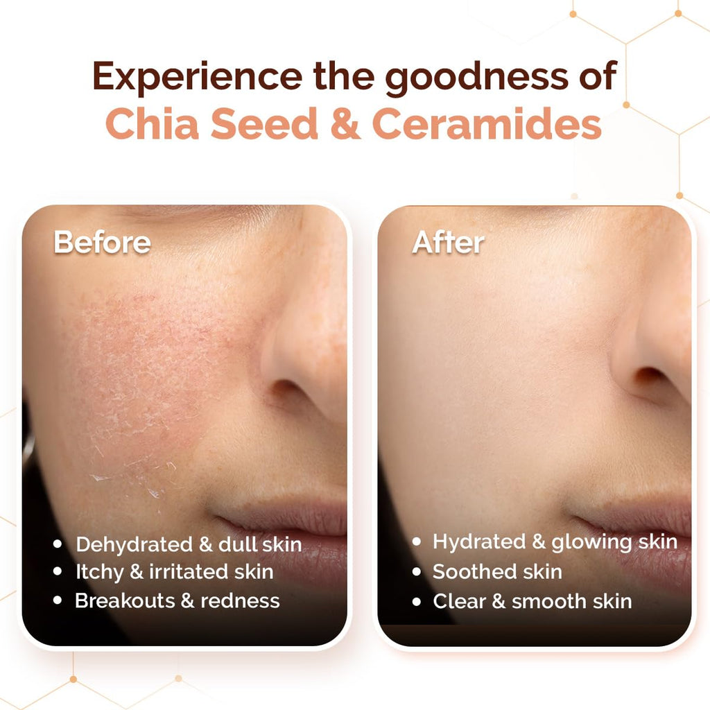 Mamaearth Chia Oil-Free Moisturizer with Chia Seed & Ceramides for Normal to Oily Skin | For Hydrated Glow | 24 Hrs Long-Lasting Hydration | Co-Created with Dermats | Healthy Skin Barrier | Oil-Free Formula | Fragrance Free | 80 g