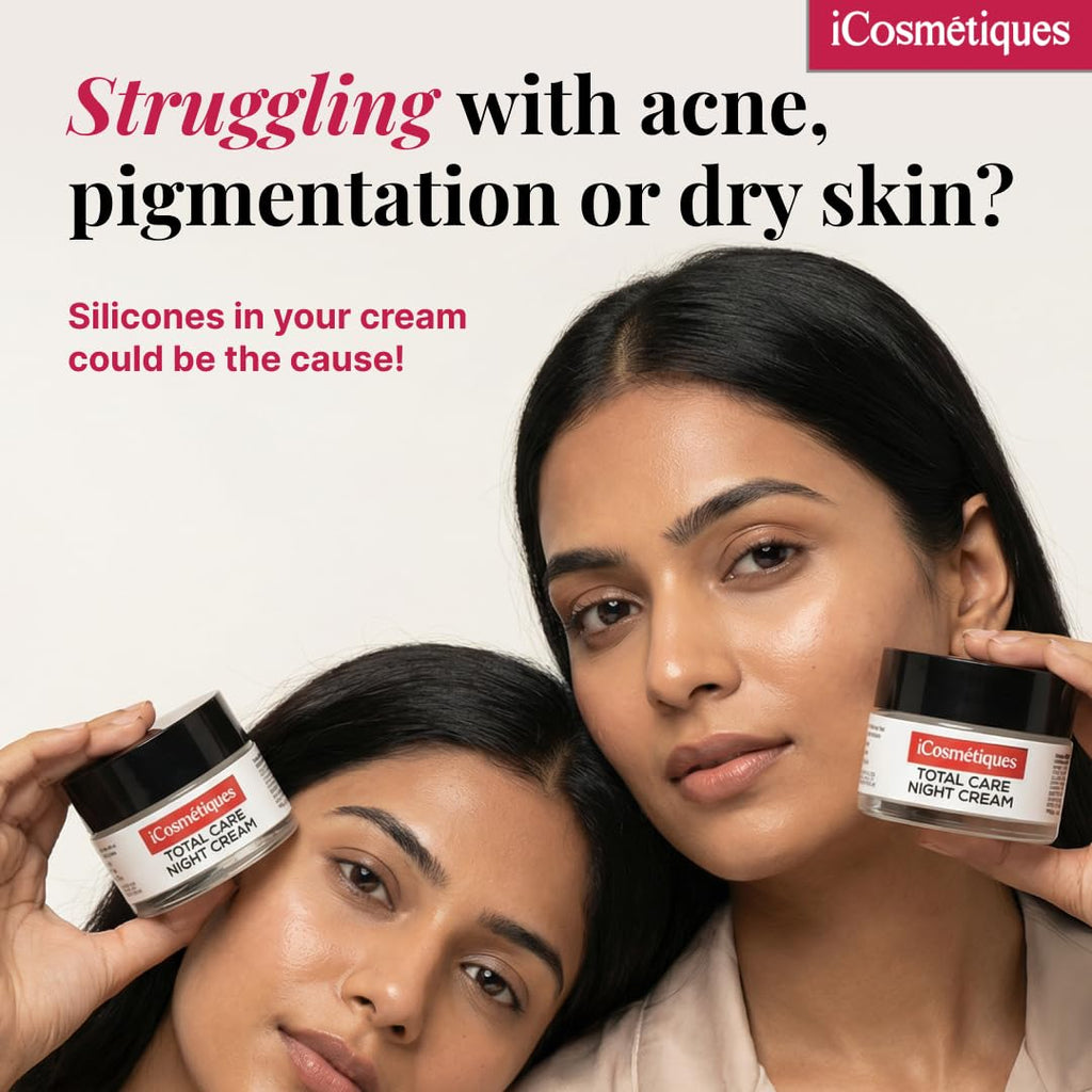 iCosmetiques Night Cream |Vitamins B3, C, E |Shea Butter & Glycerin |Deep Hydration & Glow |Lightweight Moisturizer for Radiant Skin |Mineral Oil & Silicone-Free |Unisex Total Care Formula |50g