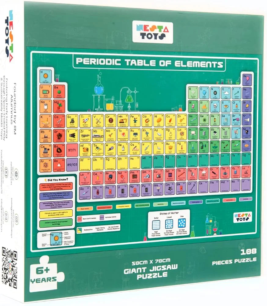 Nesta Toys Floor Puzzle & Game Periodic Table of Elements Jigsaw Puzzle, Educational Toy, Gifts for Boys & Girls Ages 6 to 14 108 pcs, 70 x 50 cm