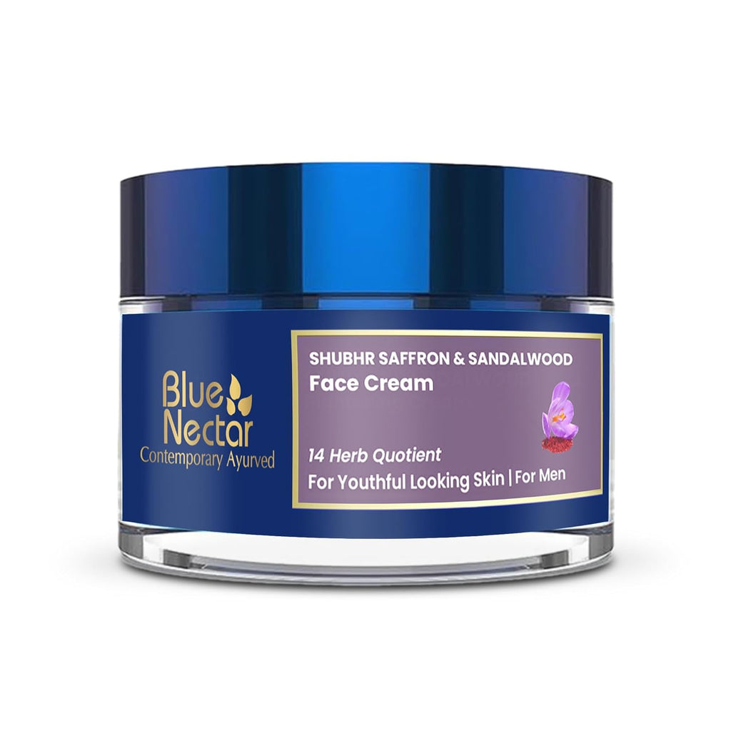 Blue Nectar Saffron Skin Brightening & Anti Aging Cream for Men | Day & Night Men Face Cream for Daily Use | Natural Moisturizer for Skin Glow (14 Herbs, 50g)