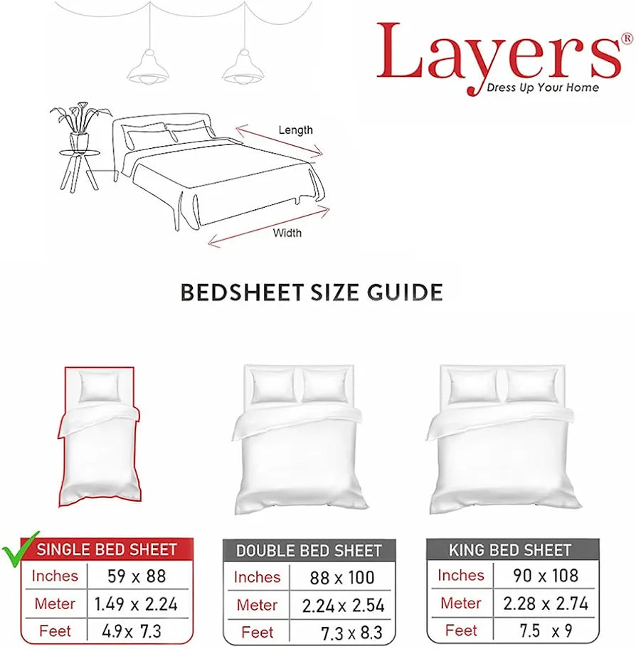 Layers Zen Cotton Blend Single Bedsheet Set 1 Single Cotton Bedsheet & 1 Pillow Cover 225 CVC Navy Blue