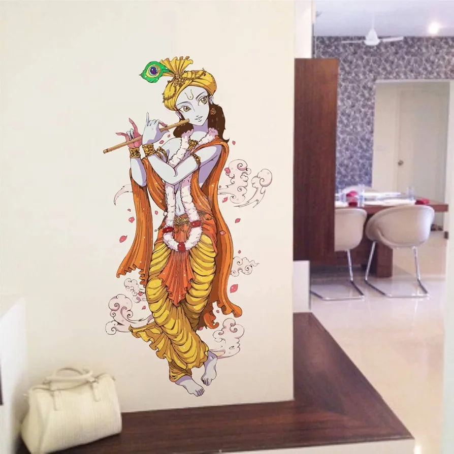 Rawpockets Lord Krishna with Flute Wall Sticker