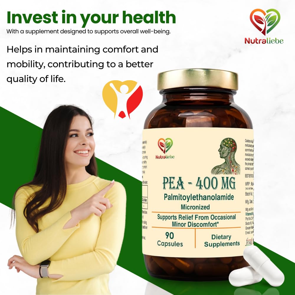 Nutraliebe PEA 400mg (Palmitoylethanolamide) â€“ Supports Joint Comfort, Immune Response, and Nerve Health â€“ 90 Capsules