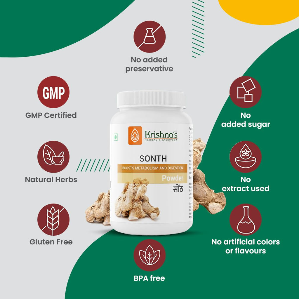 Krishna's Sonth (Dried Ginger) Powder - 100 g | Pack of 1 | Boosts immunity | Manage digestive disorder