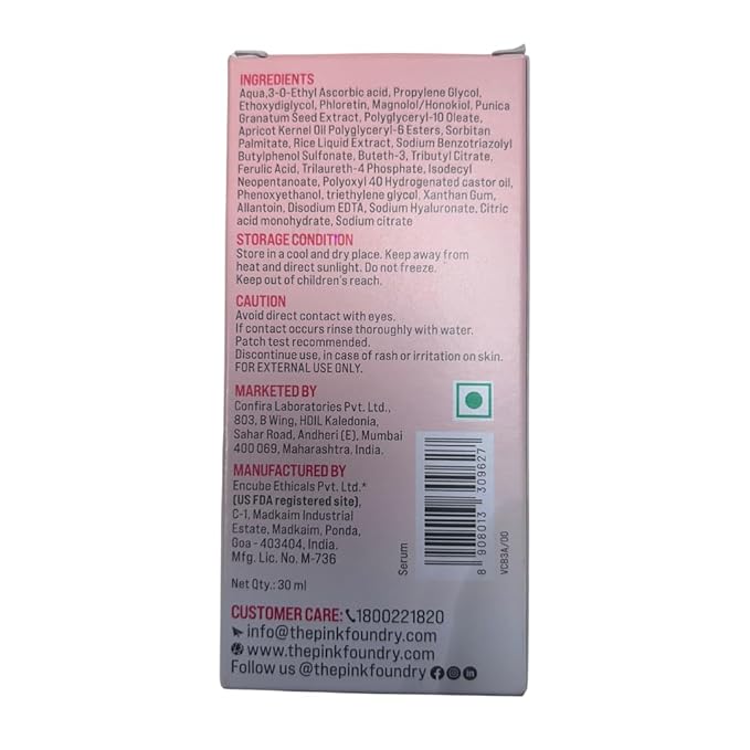 The Pink Foundry 15% Vitamin C Face Birghtening Serum for Glowing Skin - 30 Ml