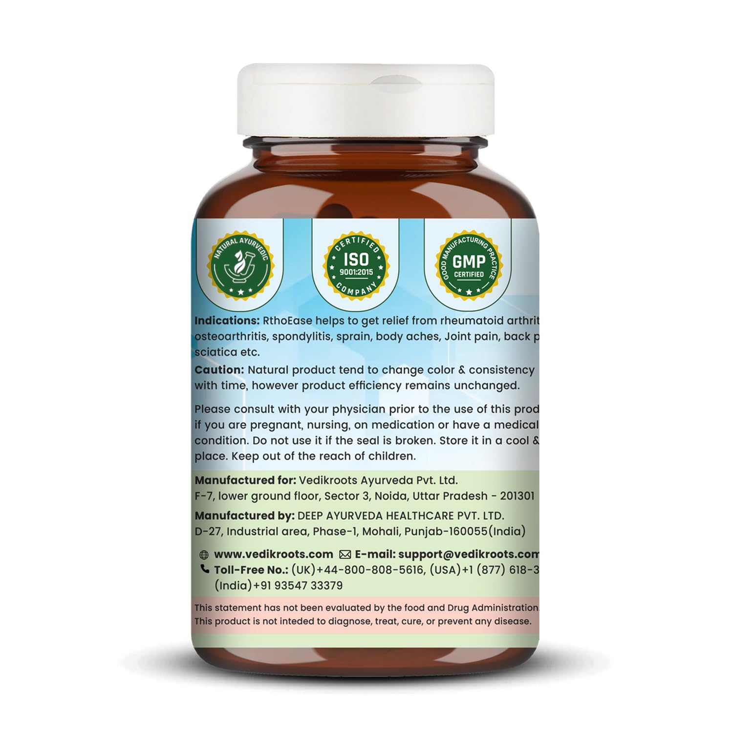 RthoEase | Natural Ayurvedic Herbal Supplement | Used to Support Joint Comfort, Flexibility & Good Health| 60 Veg Capsules (Pack Of 1)