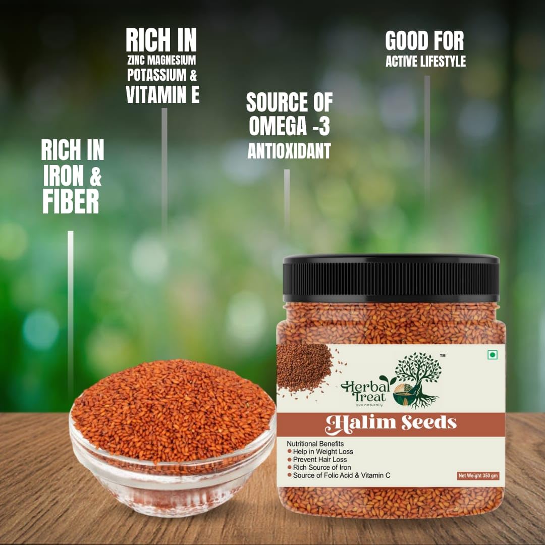Herbal Treat Halim Seeds 350g | Raw Garden Cress Aliv Seeds for Eating | Iron-Rich Superfood, Supports Digestion & Weight Management | Haleem Seed | Asaliya Seeds Used in Cooking, Baking, Smoothies and Other Beverages