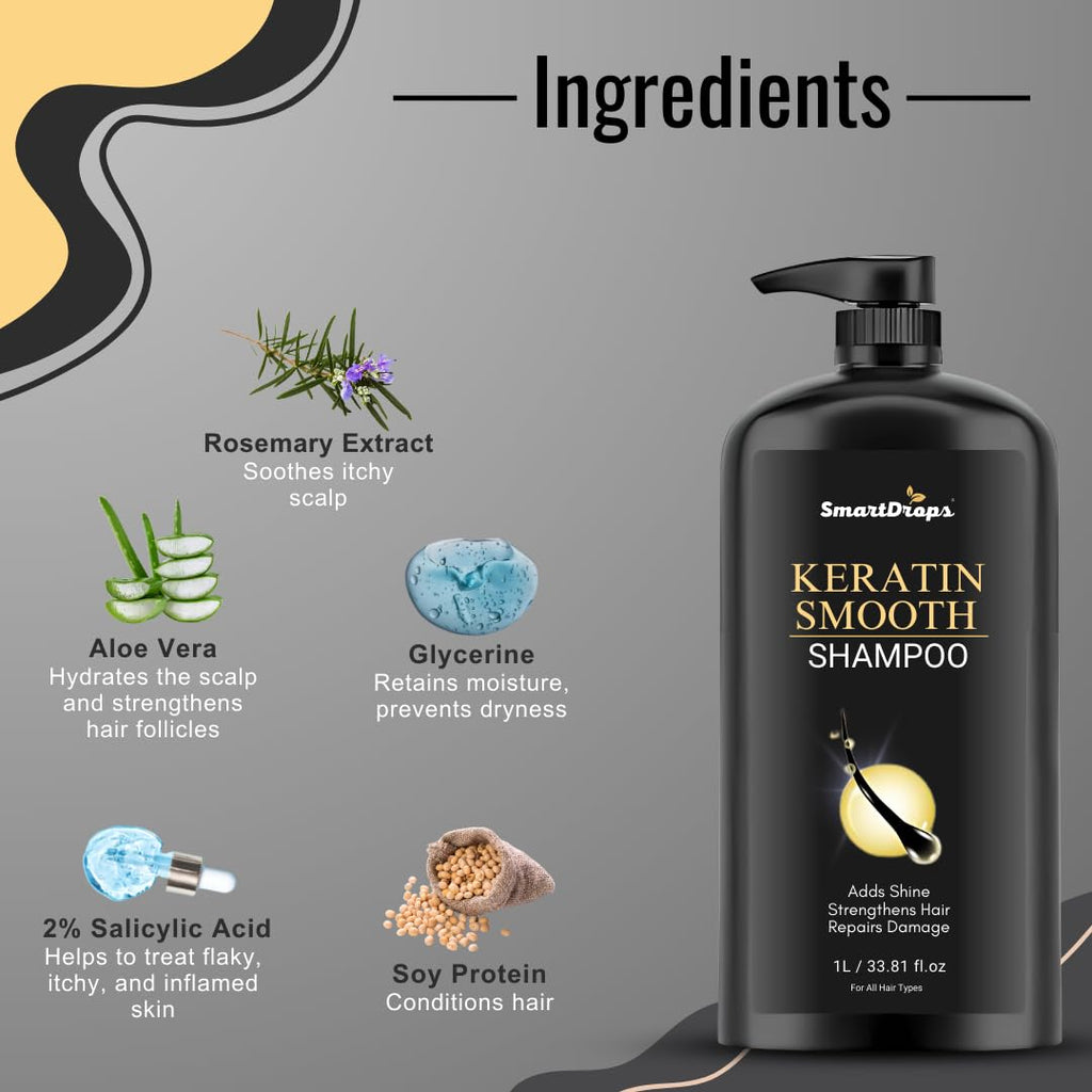 Smartdrops Shampoo 1 Litre for Frizzy & Dry Hair | Dandruff Care & Hair Fall Control Shampoo | Women’s Hair Shampoo | Pack of 1