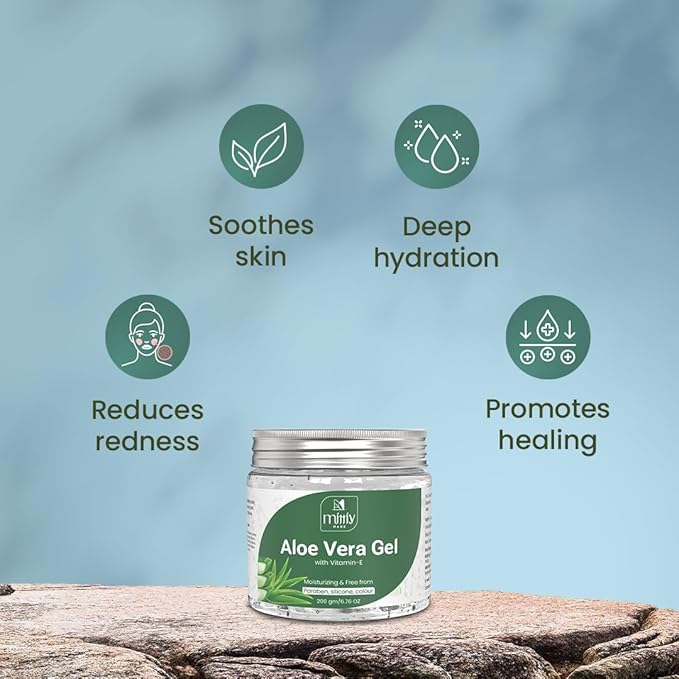 Mittiy Made Aloe Vera Gel Moisturizer for Face & Hair, Aloe Hair Gel for Women & Men - 200 Gms