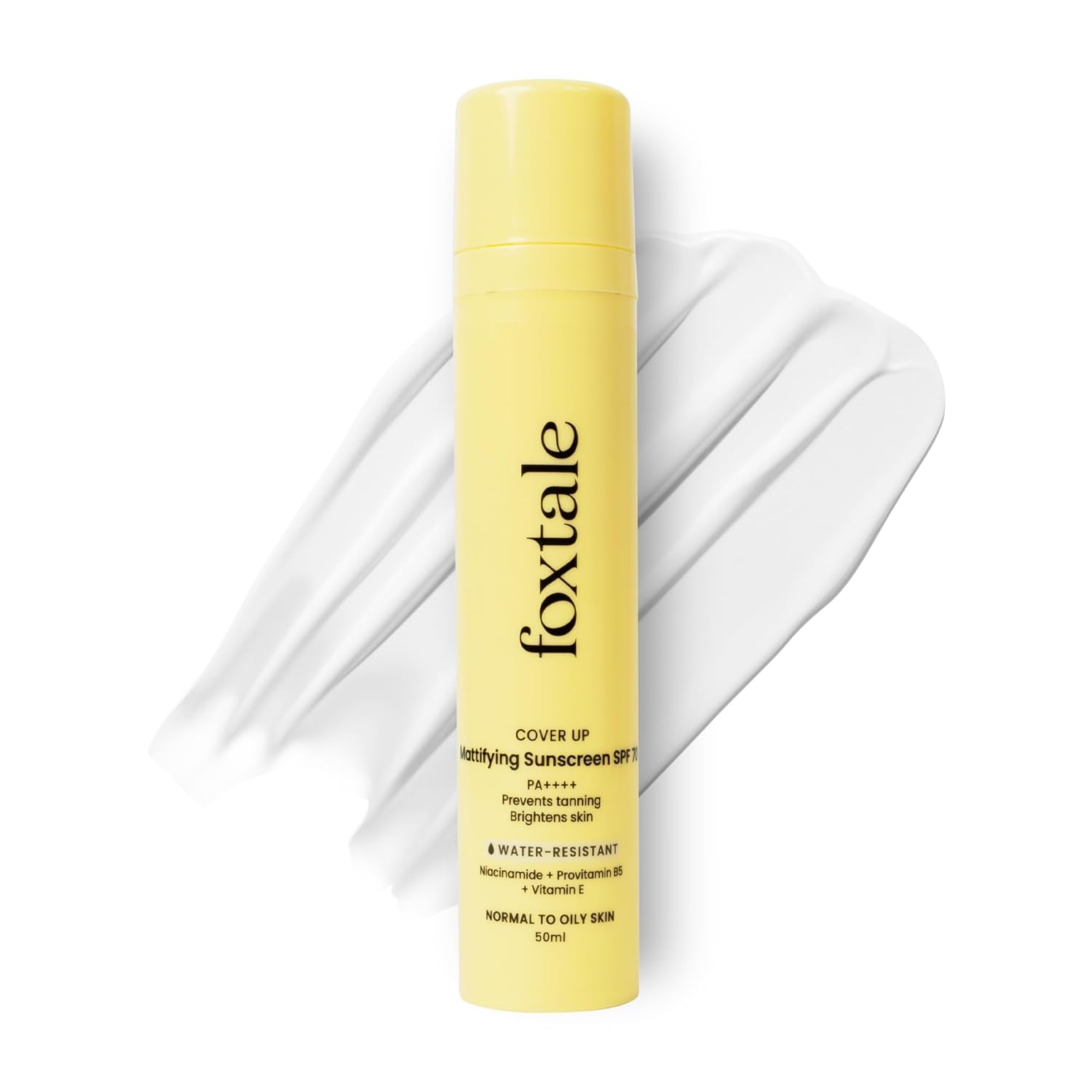 Foxtale SPF 70 Gel-Cream Sunscreen for Oily Skin | Oil Control Sunscreen with PA++++ & Niacinamide | UVA UVB Protection | Prevents Tan | Lightweight, Pore-minimising, No White Cast | 50ml