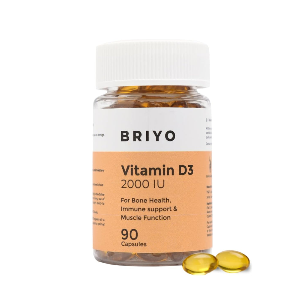Briyo Vitamin D3 2000 IU - 90 Softgels - For Bone Health, Muscle Function and Immune Support Healthy Bone Function Strong Muscles Boost Immune System for Men/Women