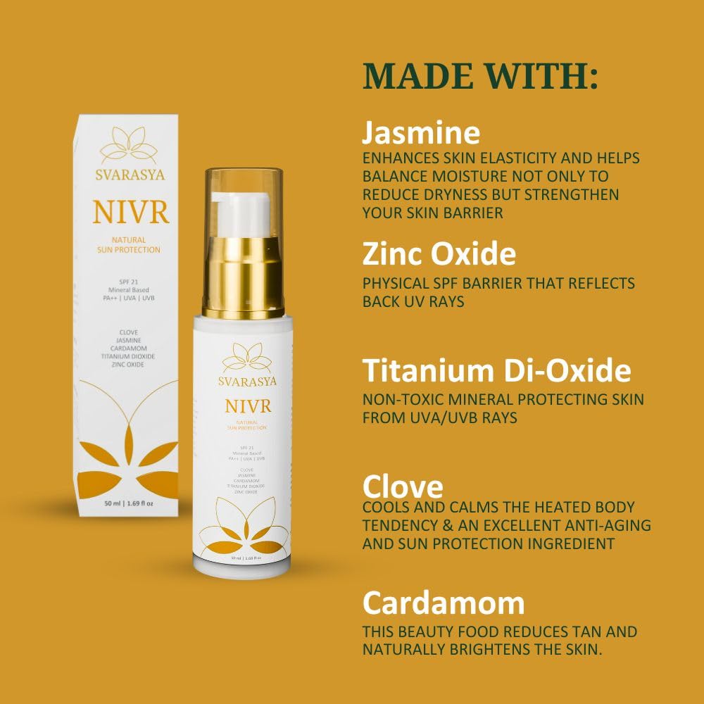 Svarasya Nivr Natural Sunscreen Lotion Cream with SPF 21 PA ++ - 50 ml