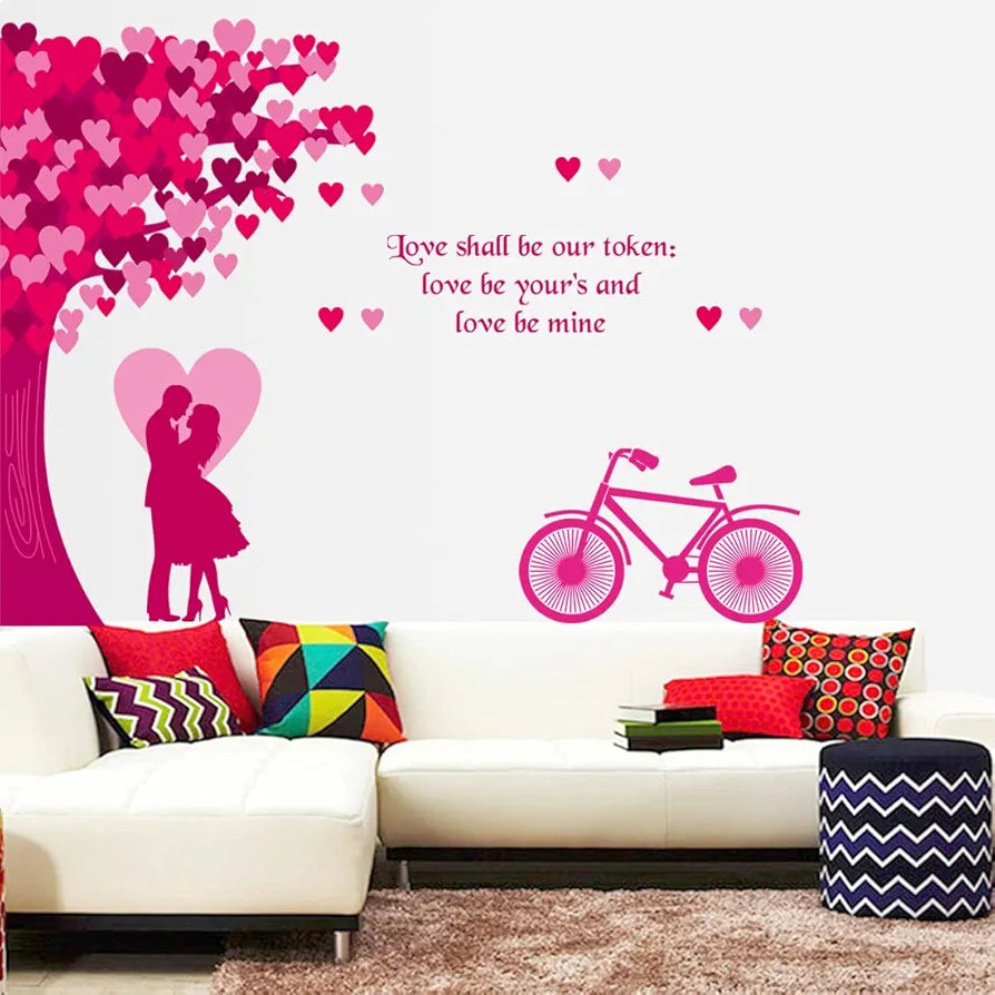 Rangoli New Modern Art Beautiful Love Couple Under a Tree Large Wall Sticker Size-50cm*70cm