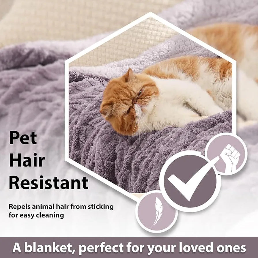 Homekart Flannel with Sherpa Luxurious Super Soft Fluffy Cozy Single Bed Blanket for Winter 500GSM Blanket Quilt Rajaai Color Levender