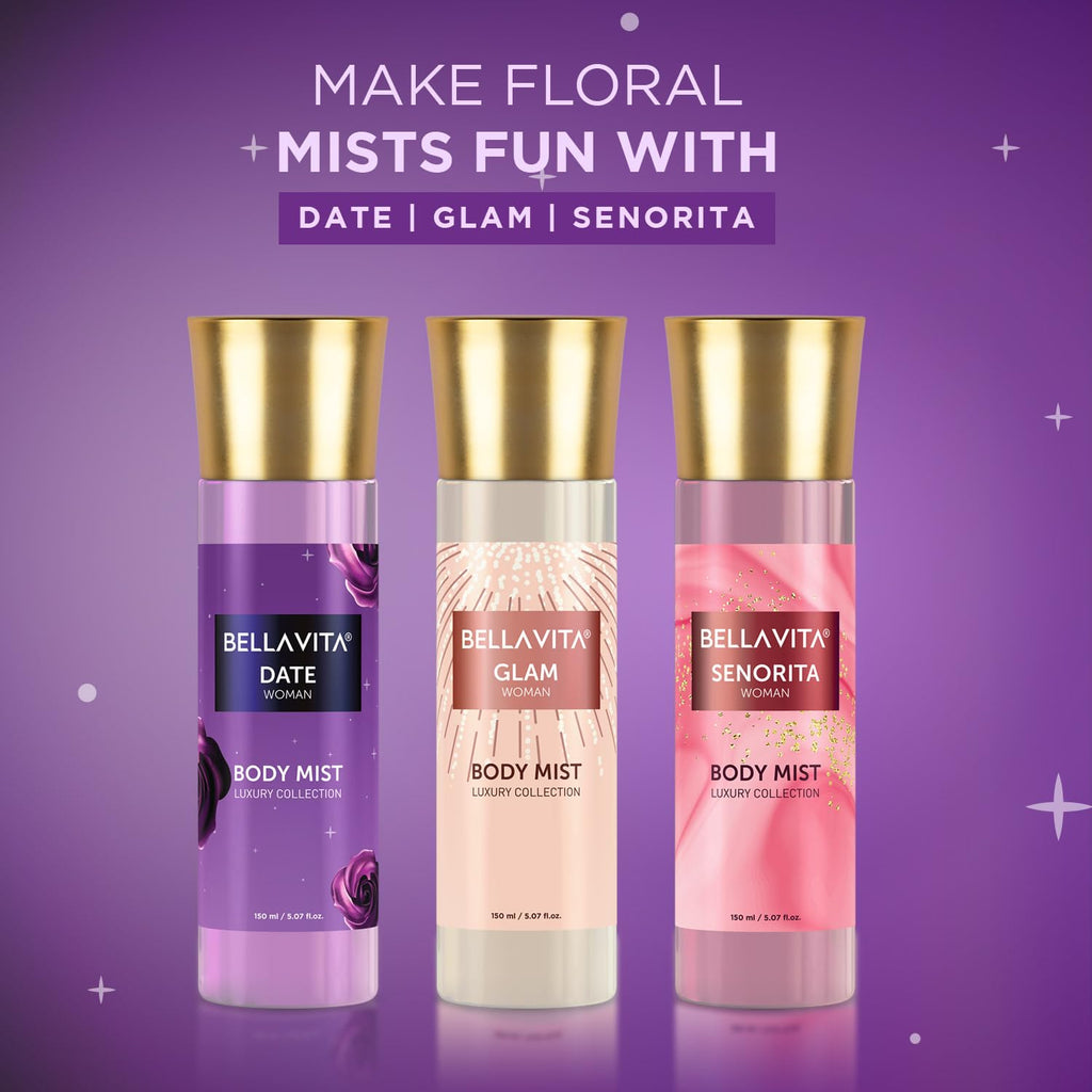 Bella Vita Luxury Date Women Body Spray Mist Perfume for Refreshing Floral & Vanilla Long Lasting Fragrance with Pink Pepper and Red Fruits, 150 ml