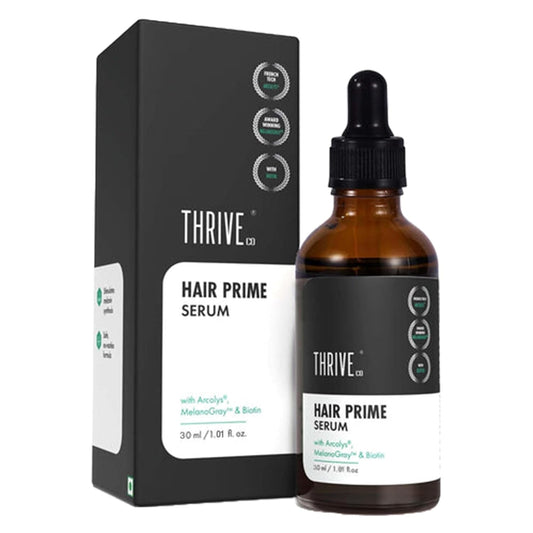 ThriveCo Anti Grey Hair Prime Serum | Naturally Reverse Greying Hair & Beard | Advanced Clinically Proven Treatment | With Arcedin® + Arcolys® + Biotin | Light Weight, Non-Sticky | Men & Women |30 ml