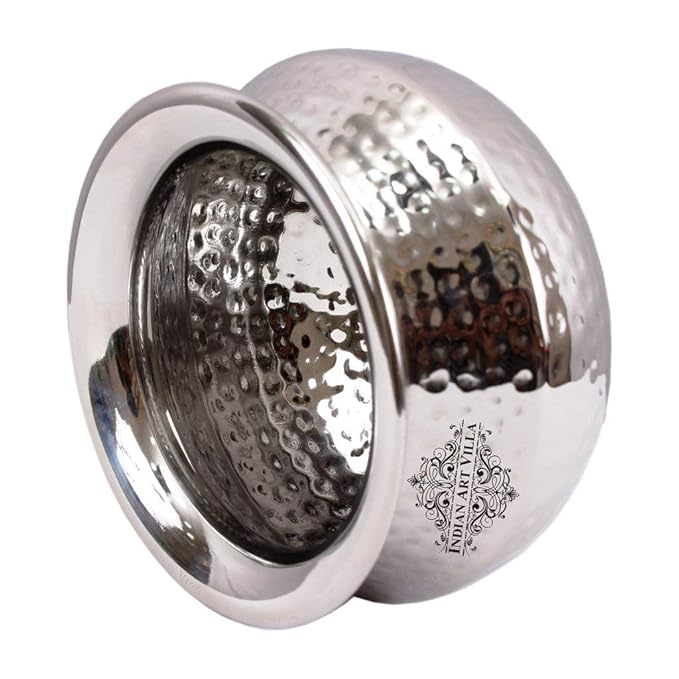 Indian Art Villa Indianartvilla Hammered Stainless Steel Punjabi Handi Bowl - 650 ml
